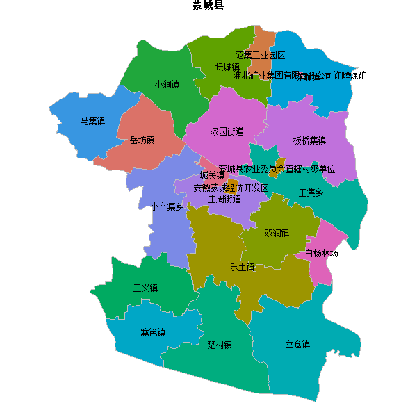 蒙城县乡镇地图JSON数据火星坐标系(gcj02).json