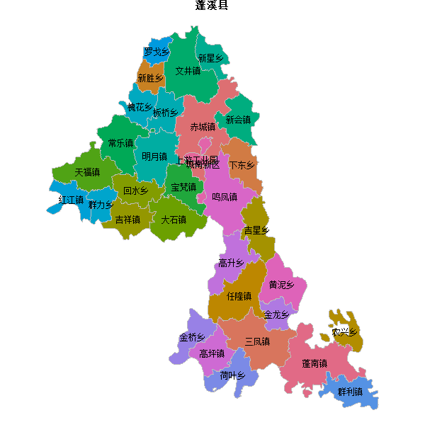 蓬溪县乡镇地图JSON数据火星坐标系(gcj02).json