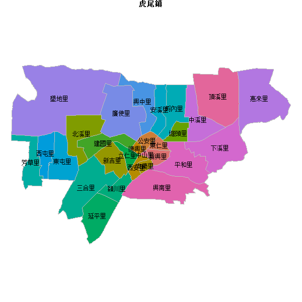 虎尾鎮乡镇地图JSON数据火星坐标系(gcj02).json
