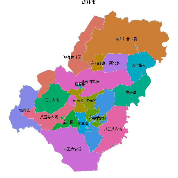 虎林市乡镇地图shp数据百度坐标系(bd09).shp