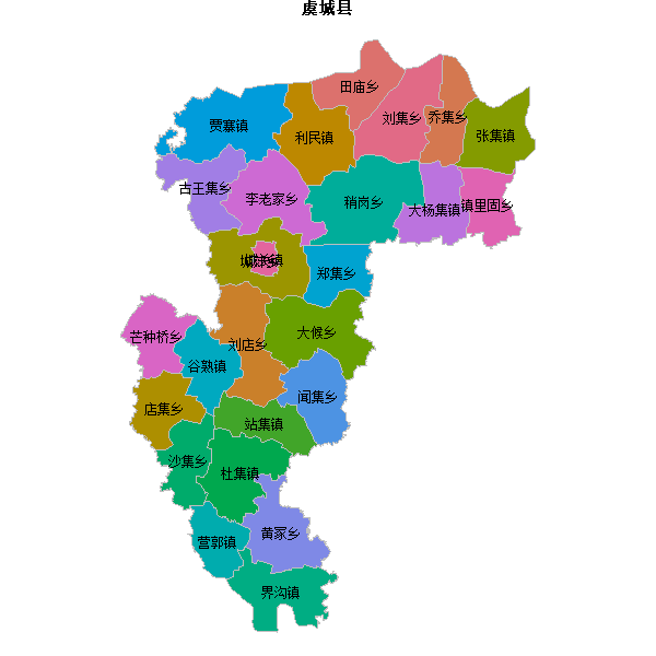 虞城县乡镇地图JSON数据火星坐标系(gcj02).json