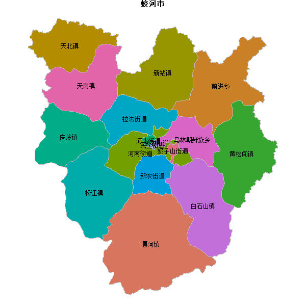 蛟河市乡镇地图JSON数据火星坐标系(gcj02).json