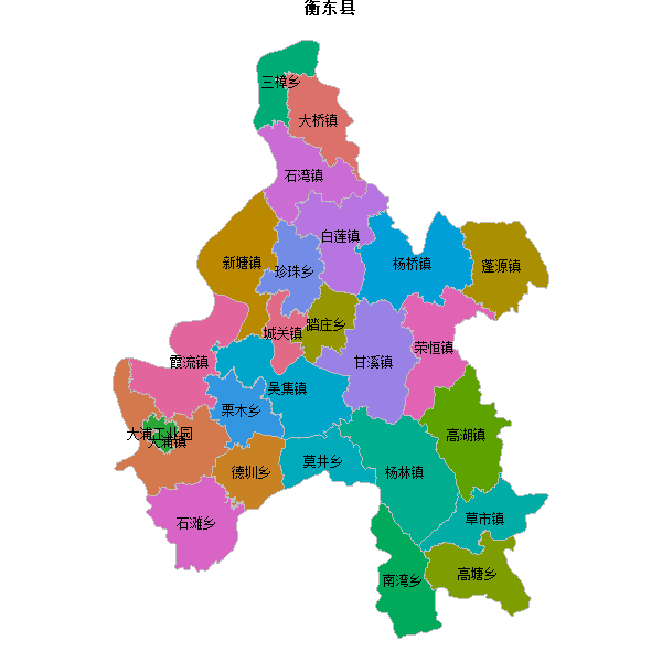 衡东县乡镇地图JSON数据火星坐标系(gcj02).json