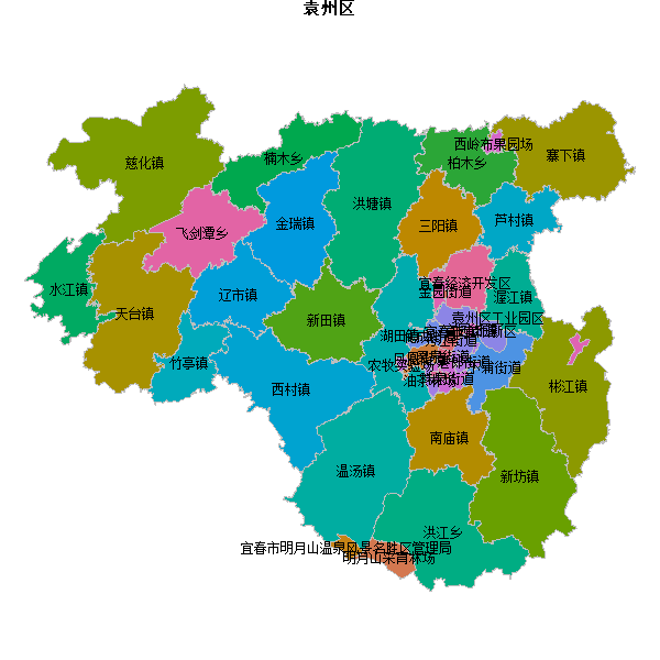 袁州区乡镇地图JSON数据火星坐标系(gcj02).json