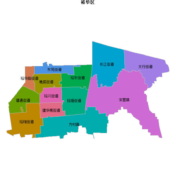 裕华区乡镇地图JSON数据火星坐标系(gcj02).json