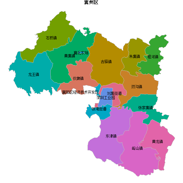 襄州区乡镇地图JSON数据火星坐标系(gcj02).json