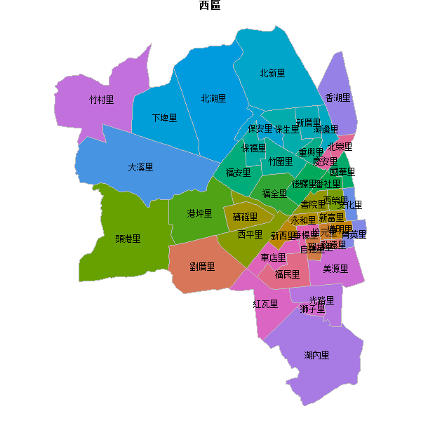 西區乡镇地图JSON数据百度坐标系(bd09).json