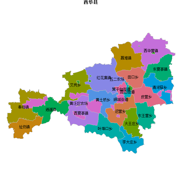 西华县乡镇地图JSON数据火星坐标系(gcj02).json