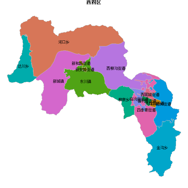 西固区乡镇地图JSON数据火星坐标系(gcj02).json