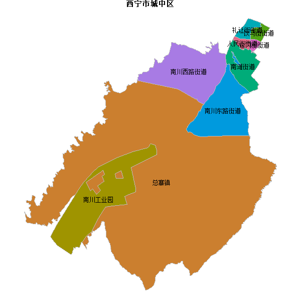 西宁市城中区乡镇地图JSON数据火星坐标系(gcj02).json