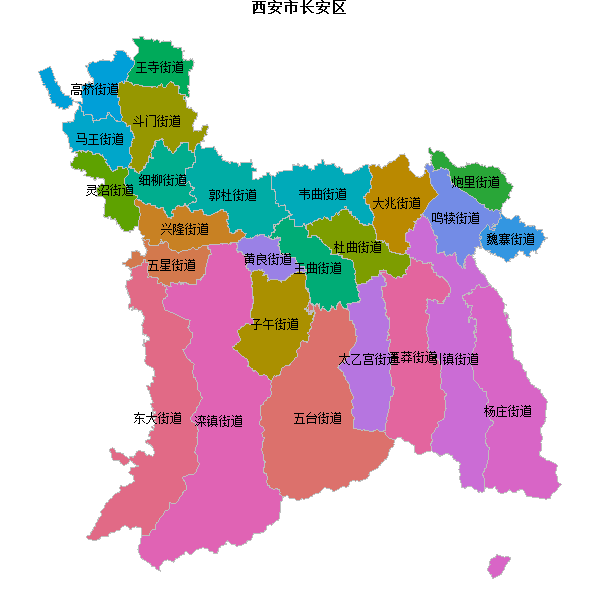 西安市长安区乡镇地图JSON数据百度坐标系(bd09).json