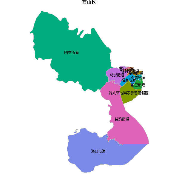 西山区乡镇地图shp数据百度坐标系(bd09).shp