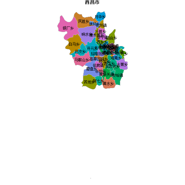 西昌市乡镇地图JSON数据火星坐标系(gcj02).json