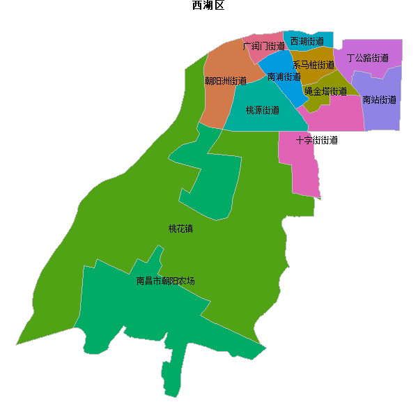 西湖区乡镇地图JSON数据火星坐标系(gcj02).json
