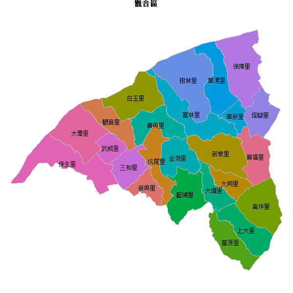 觀音區乡镇地图JSON数据百度坐标系(bd09).json