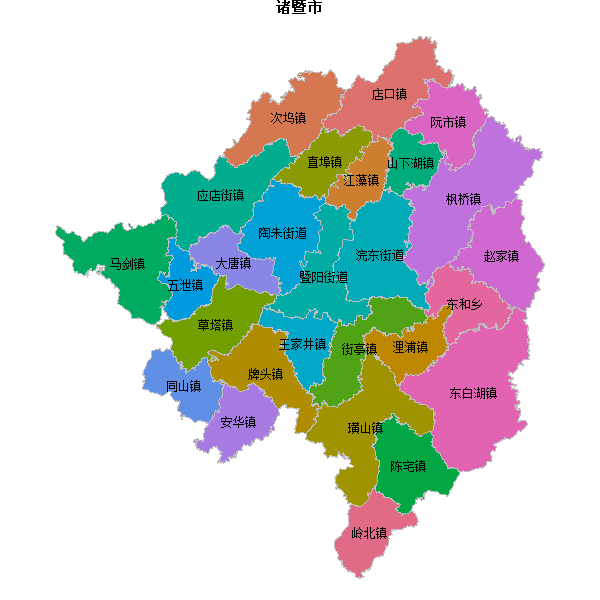 诸暨市乡镇地图JSON数据火星坐标系(gcj02).json