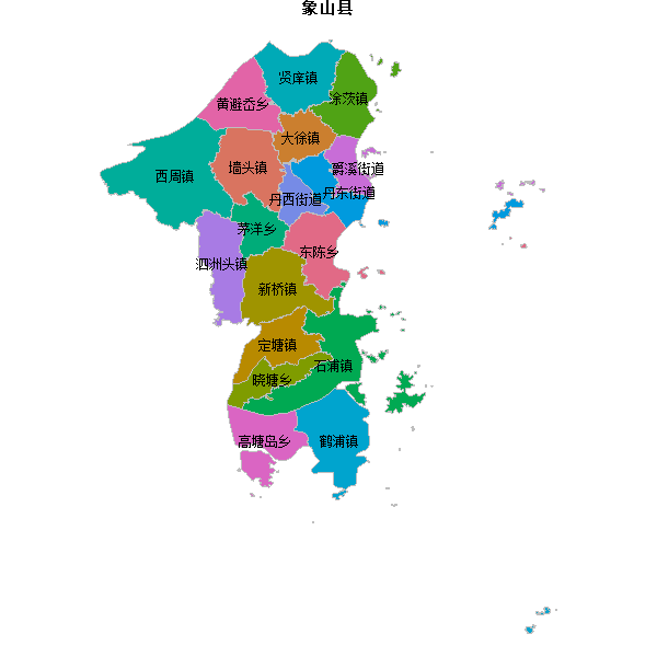 象山县乡镇地图JSON数据火星坐标系(gcj02).json