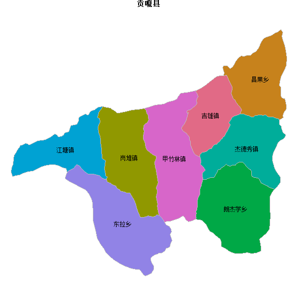 贡嘎县乡镇地图JSON数据火星坐标系(gcj02).json
