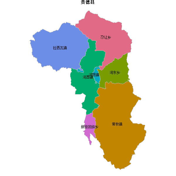 贵德县乡镇地图JSON数据火星坐标系(gcj02).json