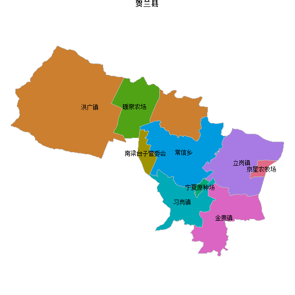 贺兰县乡镇地图shp数据百度坐标系(bd09).shp