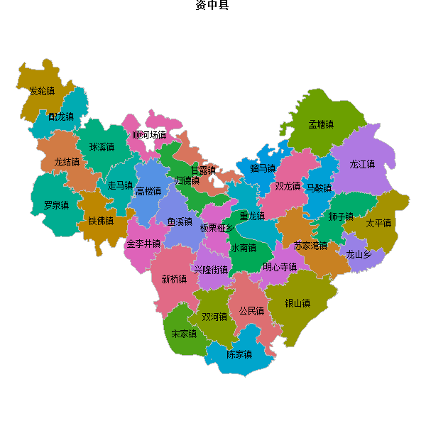 资中县乡镇地图JSON数据火星坐标系(gcj02).json