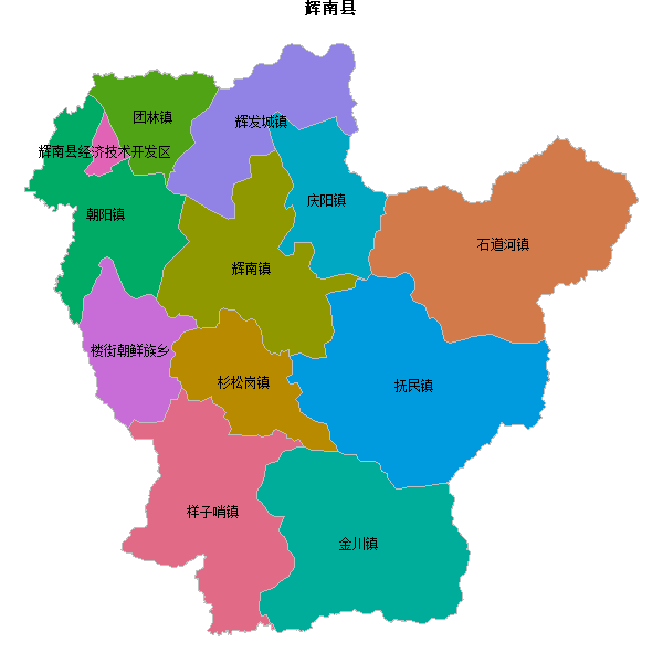 辉南县乡镇地图JSON数据火星坐标系(gcj02).json