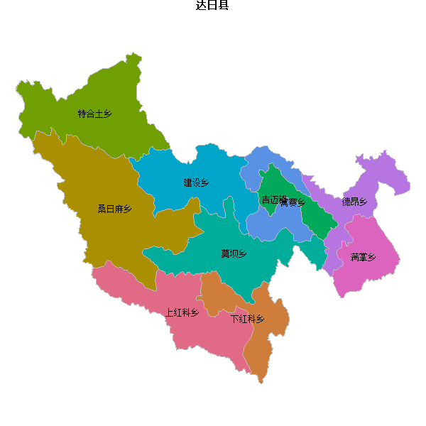 达日县乡镇地图shp数据百度坐标系(bd09).shp