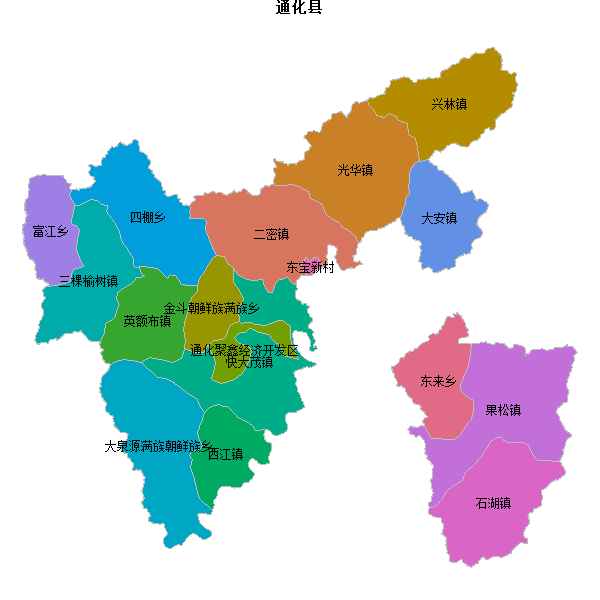 通化县乡镇地图JSON数据火星坐标系(gcj02).json