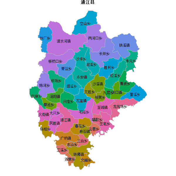 通江县乡镇地图JSON数据火星坐标系(gcj02).json