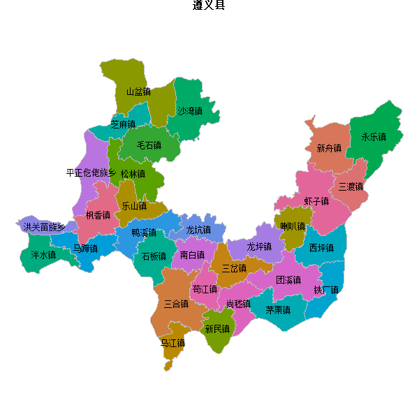 遵义县乡镇地图JSON数据火星坐标系(gcj02).json