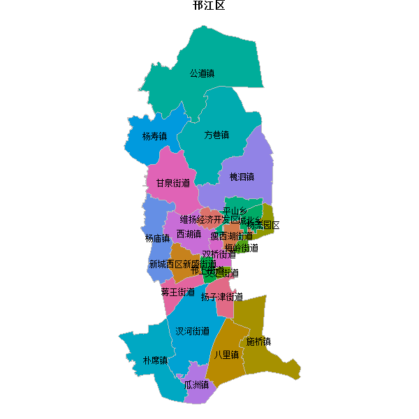 邗江区乡镇地图JSON数据火星坐标系(gcj02).json