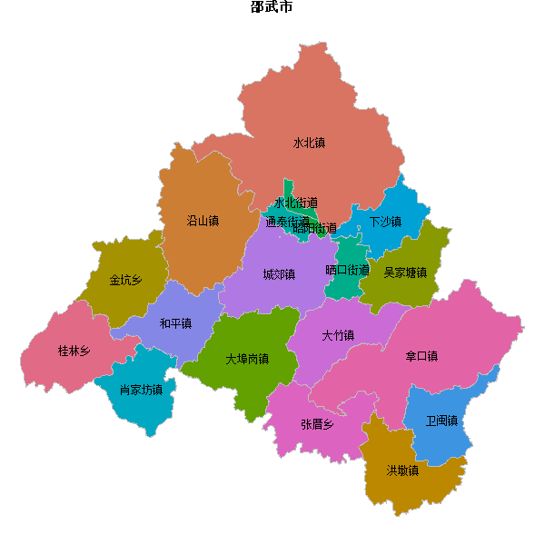 邵武市乡镇地图JSON数据火星坐标系(gcj02).json