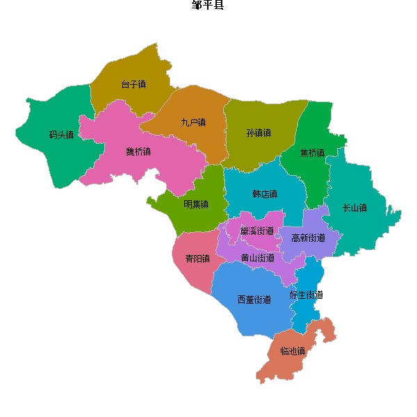 邹平县乡镇地图JSON数据火星坐标系(gcj02).json
