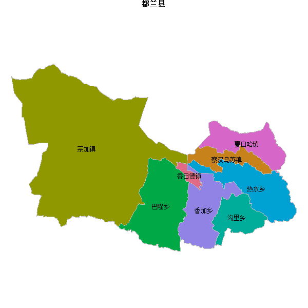 都兰县乡镇地图JSON数据火星坐标系(gcj02).json