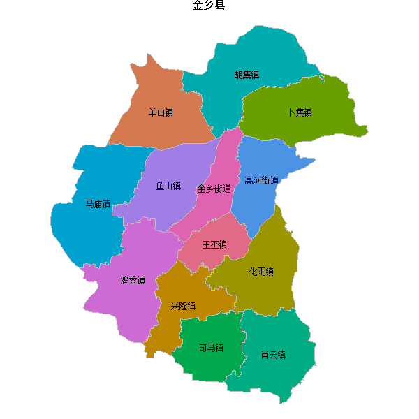金乡县乡镇地图JSON数据火星坐标系(gcj02).json