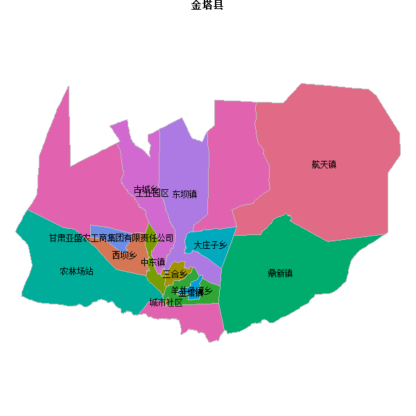 金塔县乡镇地图JSON数据火星坐标系(gcj02).json