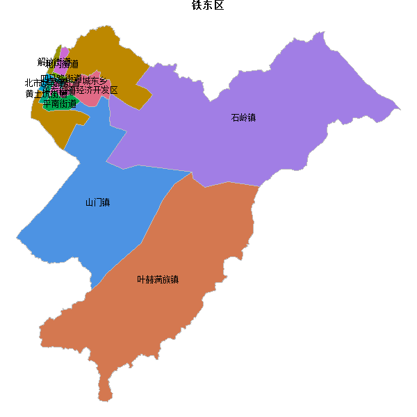 铁东区乡镇地图JSON数据火星坐标系(gcj02).json