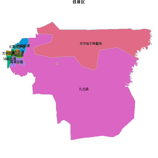 铁锋区乡镇地图shp数据百度坐标系(bd09).shp