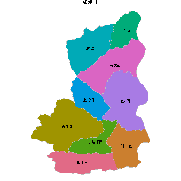 镇坪县乡镇地图JSON数据火星坐标系(gcj02).json