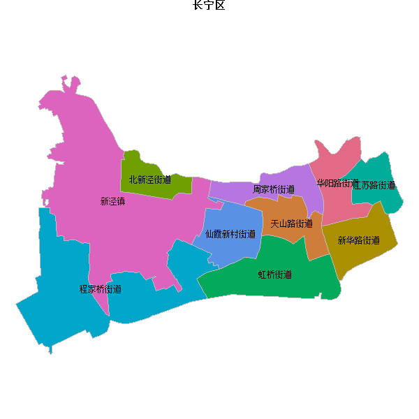 长宁区乡镇地图shp数据火星坐标系(gcj02).shp