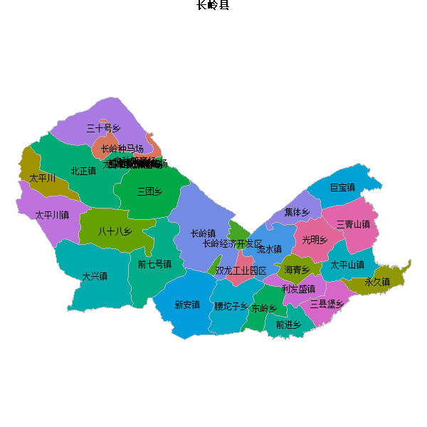 长岭县乡镇地图JSON数据火星坐标系(gcj02).json