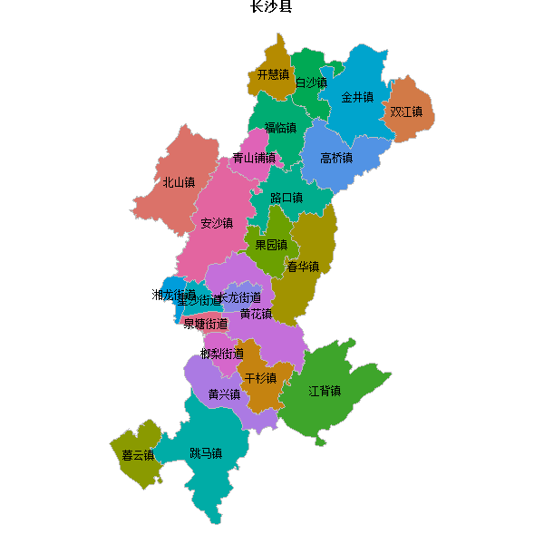 长沙县乡镇地图JSON数据火星坐标系(gcj02).json