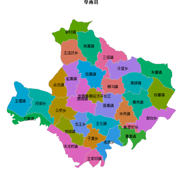 阜南县乡镇地图JSON数据百度坐标系(bd09).json