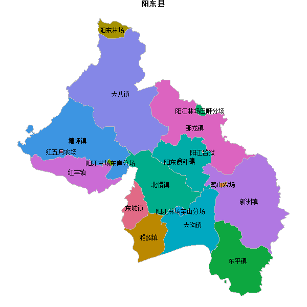 阳东县乡镇地图JSON数据火星坐标系(gcj02).json