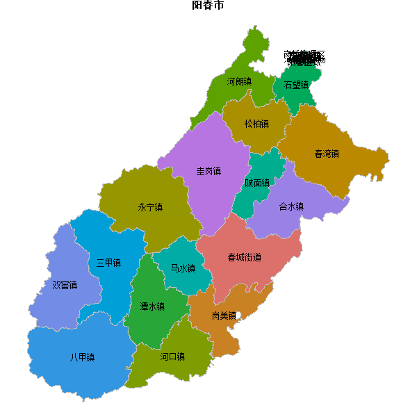 阳春市乡镇地图JSON数据火星坐标系(gcj02).json