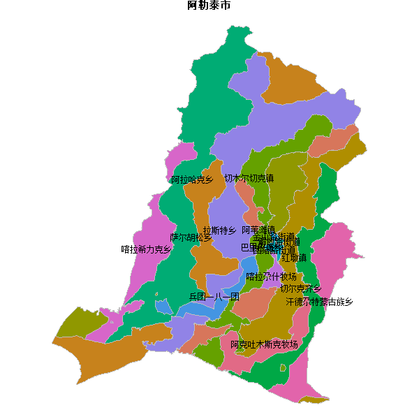 阿勒泰市乡镇地图JSON数据火星坐标系(gcj02).json