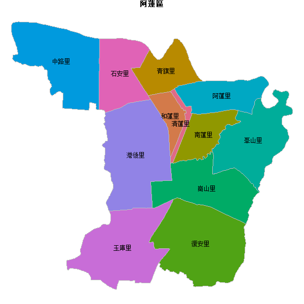 阿蓮區乡镇地图JSON数据百度坐标系(bd09).json