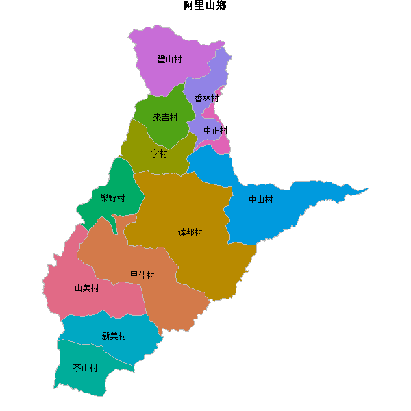 阿里山鄉乡镇地图JSON数据火星坐标系(gcj02).json