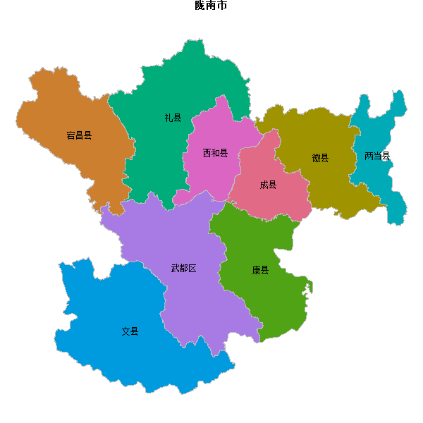 陇南市地图JSON数据火星坐标系(gcj02).json