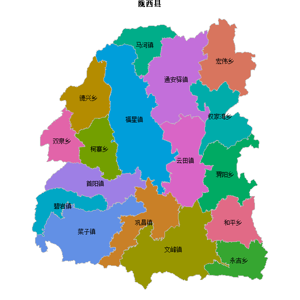 陇西县乡镇地图JSON数据火星坐标系(gcj02).json